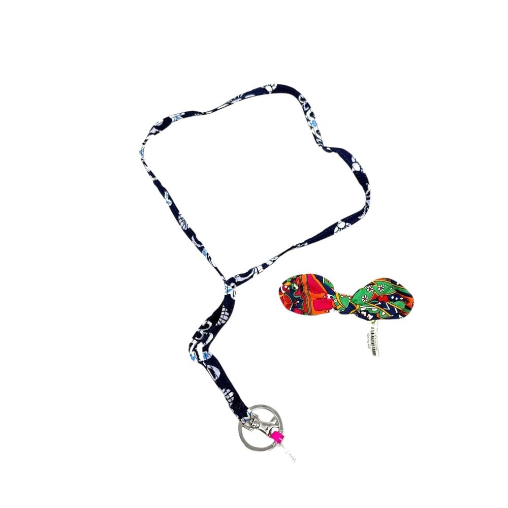 Vera‎ Bradley Bundle LOT Of 2 Floral Lanyard And Hair Bow Clip Both NWT